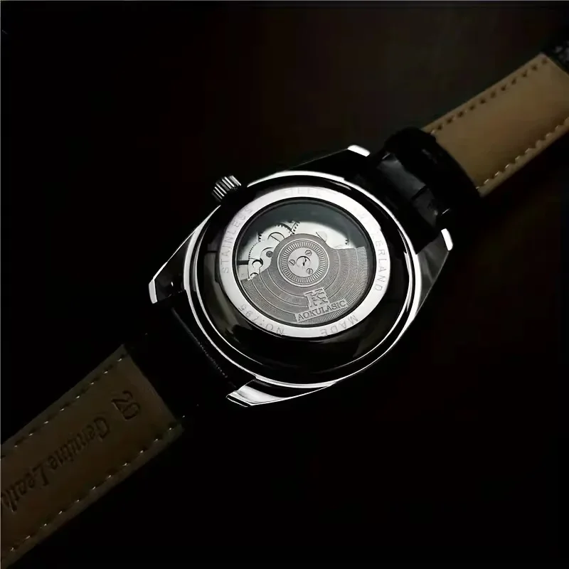 Luxury Men's Automatic Mechanical Watch, Semi-Hollow Sphere Design, High Aesthetic Appeal, Cool and Popular Men's Watch, Moon Phase Pointer, Party Fashion Watch, Daily Clothing Accessory, Stylish and Fully Equipped Exquisite Watch, Birthday Gift Box