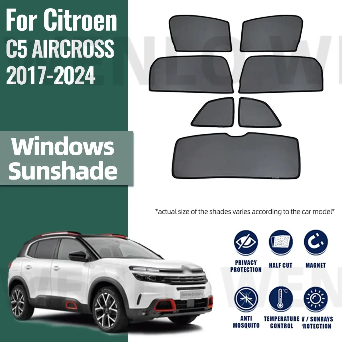 

For Citroen C5 Aircross 2017-2024 Car Sun Visor Accessories Window Windshield Cover Sunshade Curtain Mesh Shade Blind Custom