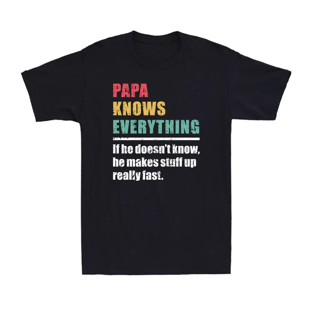 Papa Knows Everything Funny Father's Day Gift Vintage Men's T-Shirt Short Sleeve