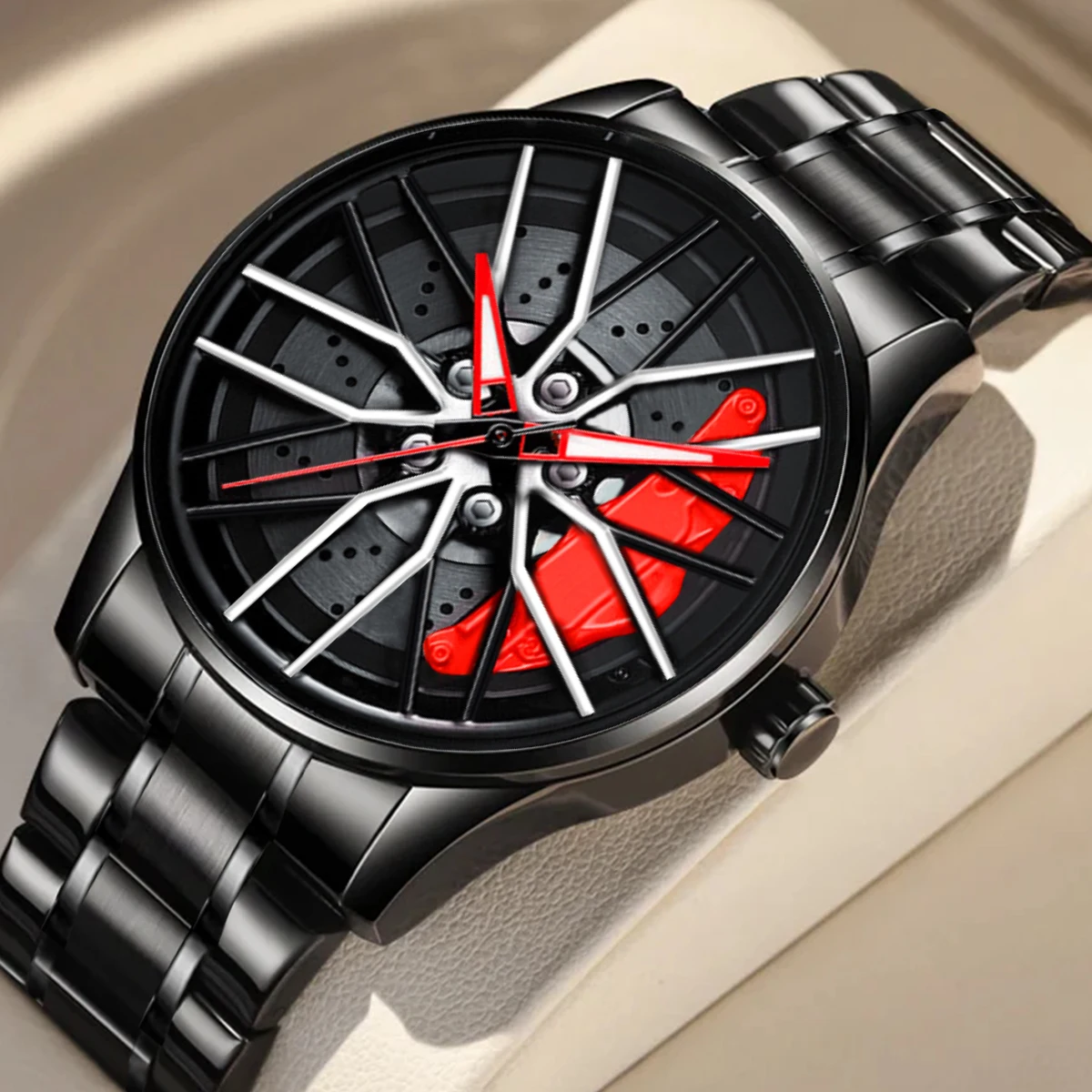 2024New Auto Uhr Rotierenden Zifferblatt Quarzwerk Edelstahl VA AV VOOM Top Marke Sport Stil Schwarz Armbanduhr Reloj Hombre