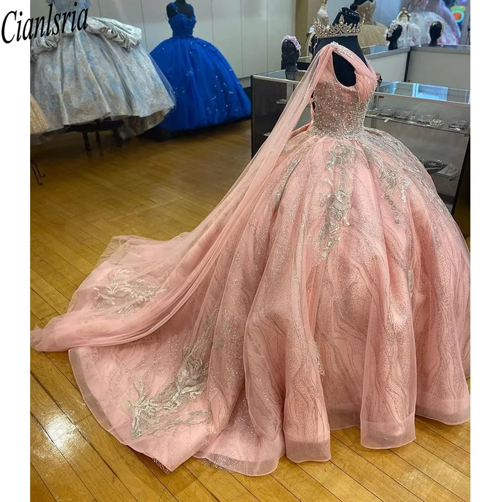 Vestidos de quinceañera 2022, vestido de baile con hombros descubiertos, apliques con flores en 3D, vestido dulce 16