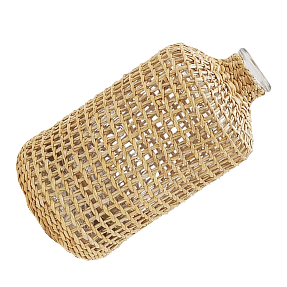 

Glass Vase for Flowers Straw Woven Decorative Home Plant Holder Centerpieces Rustic Vases Dry Bouquet Arrangement Milk