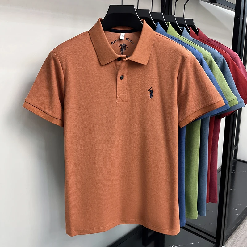 High-End 100% Baumwolle Kurzarm Polo Shirt Herren Sommer Luxus Marke Klassische Paul Pony Stickerei Freizeit Business Mode Golf T-Shirt – Detail 17