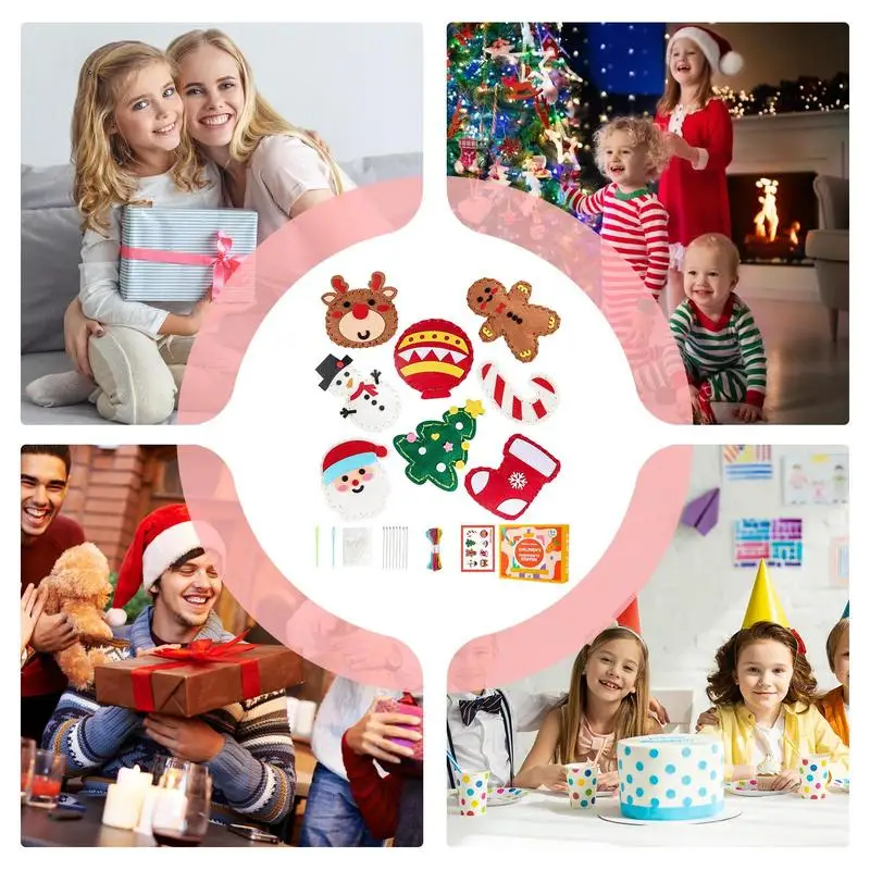 Juguetes de costura para niños, juguetes de habilidades hechos a mano de Navidad, Kits de costura, juguetes artesanales rellenos, juguetes educativos de Motor fino de fieltro para