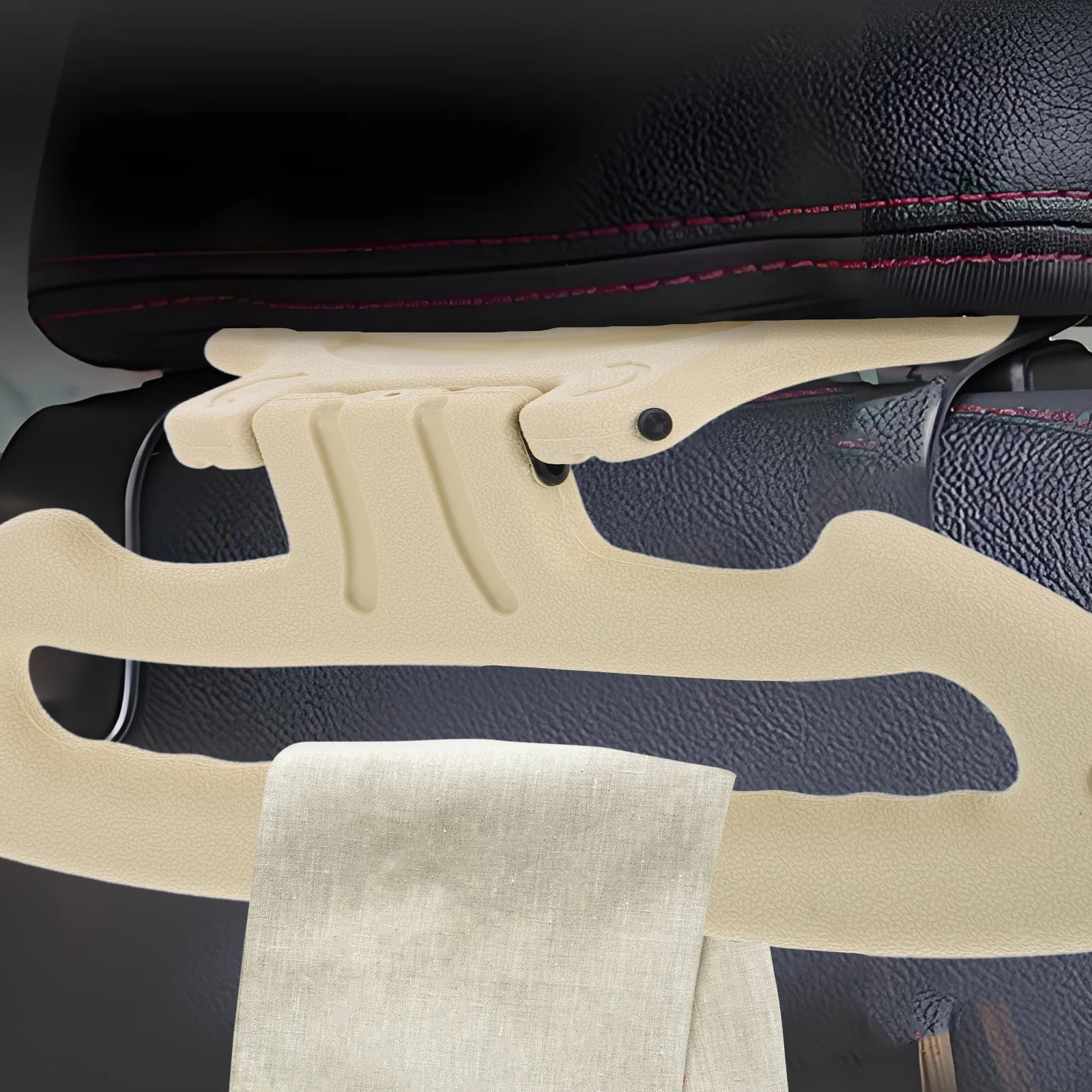 

Car Clothes Hanger Beige Plastic Multifunctional Headrest Hooks Purse Holder Car Seat Back Storage Hook Organizer Interior