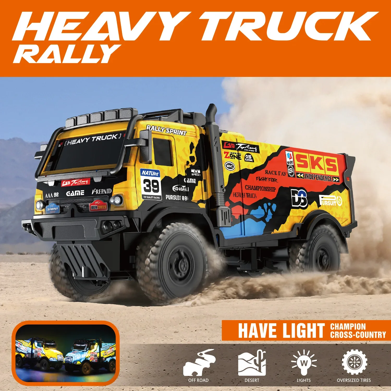 รถบรรทุกบังคับวิทยุ 1/35 รุ่น Heavy Duty Rally Car ขับเคลื่อน 4 ล้อ ปีนป่าย วิ่งออฟโรด ดริฟท์ บั๊กกี้ รถแข่งไฟฟ้า ของขวัญวันเกิดสำหรับเด็ก