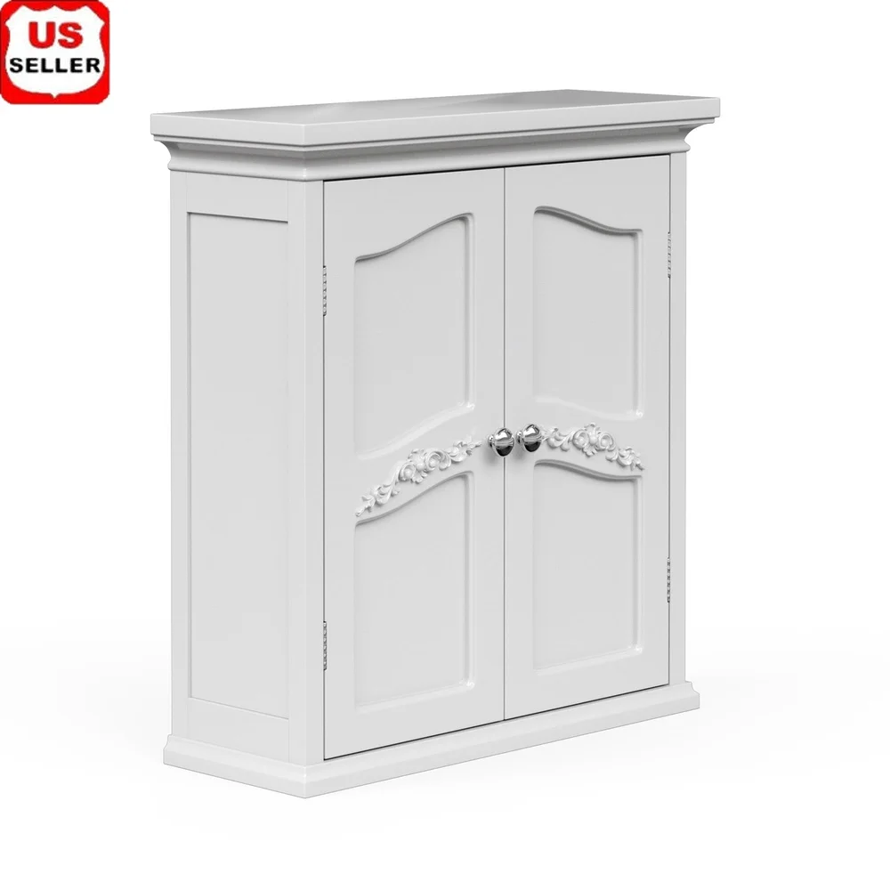 

Removable Wall Cabinet Durable Engineered Wood Adjustable Shelves Clutter-Free Storage Easy Assembly Indoor Use White Finish
