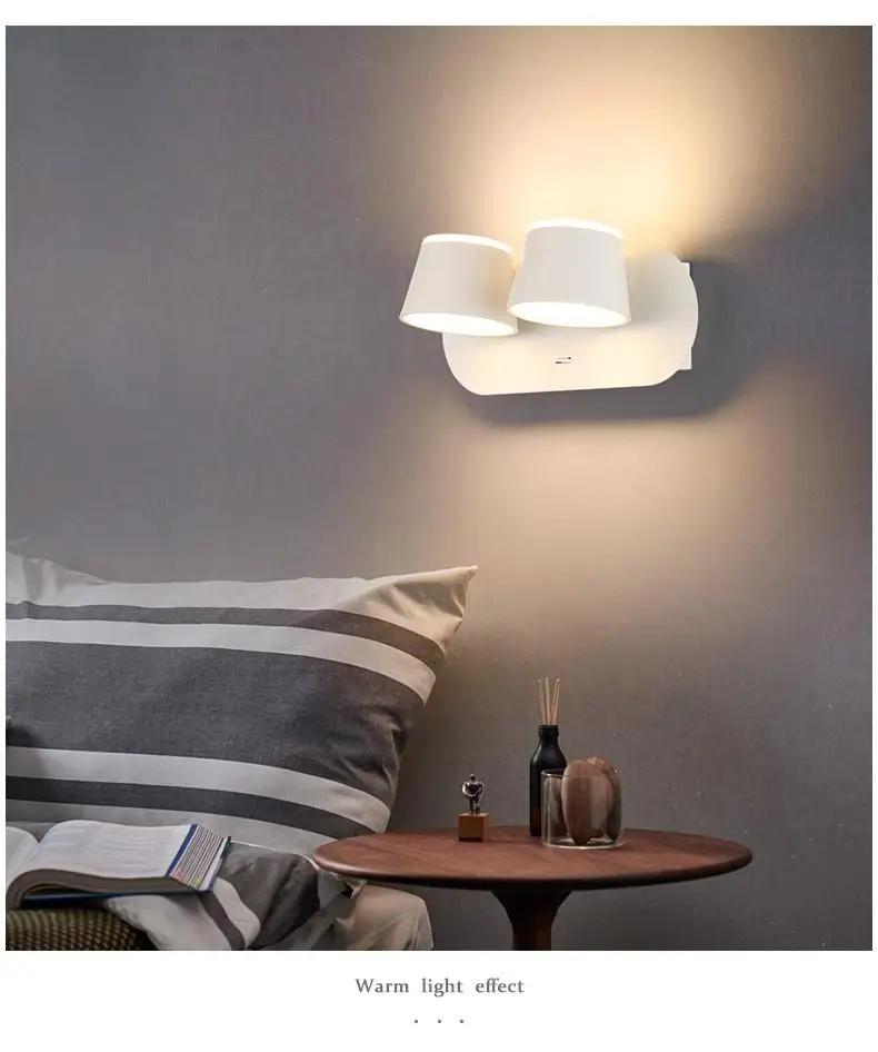 

Wall Lamp Bedroom Bedside LED Lamp Living Room Background Rotatable Double-sided Luminous Wall Light Wall Decor Lamp for Bedroom