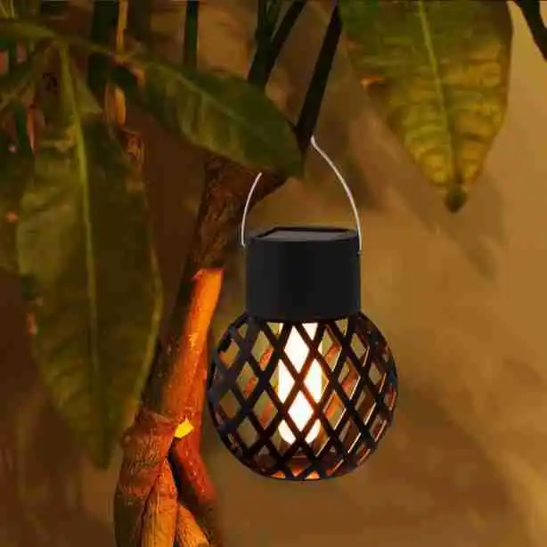 Imagem -02 - Solar Powered Hanging Ball Lamp Balcão Decoração Lâmpada Outdoor Impermeável Pátio Decoração Simulado Jardim Decoração