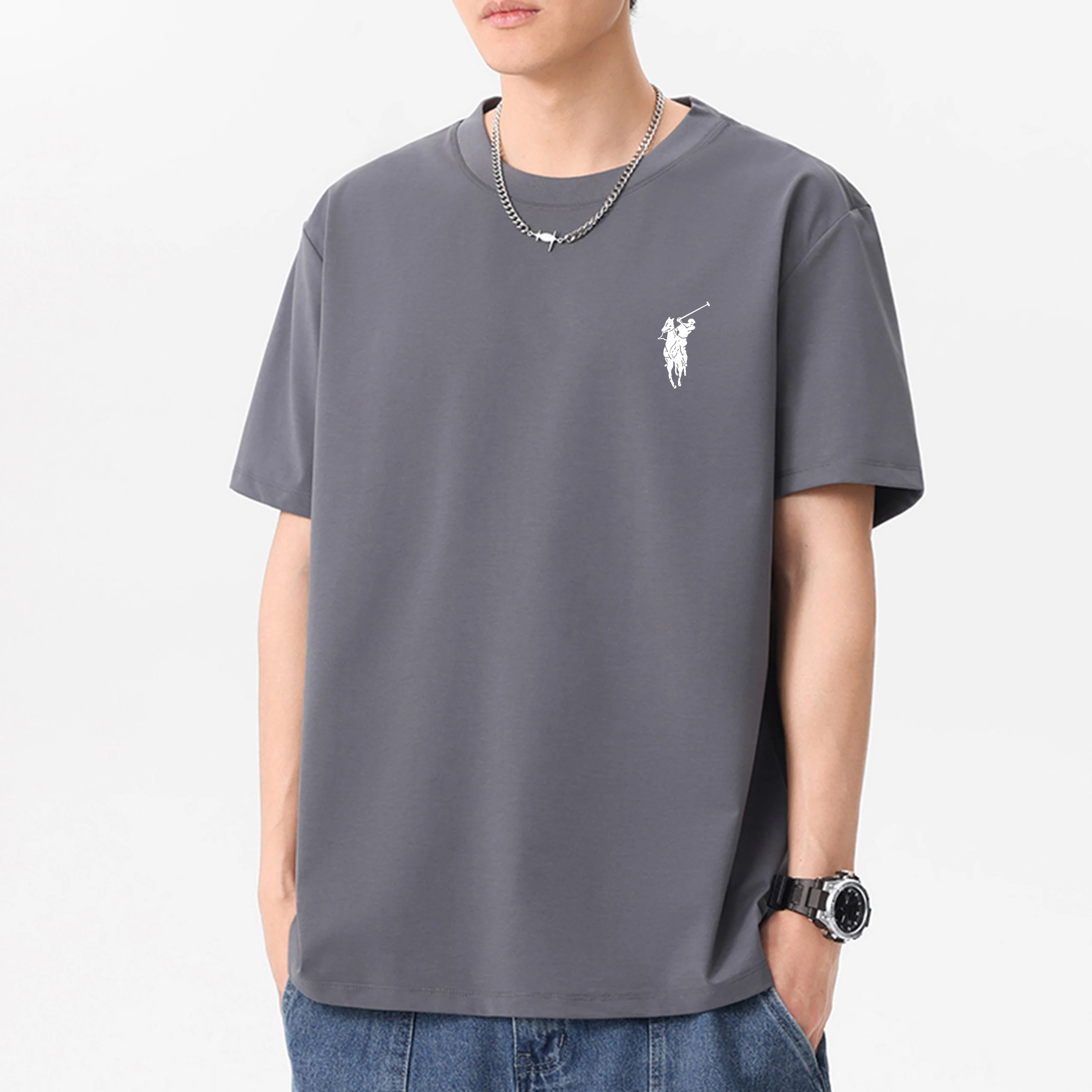 أزياء العلامة التجارية الرجال الكلاسيكية شعار الطباعة الملابس عارضة قصيرة الأكمام تي شيرت ارتداء اليومي تنوعا طاقم الرقبة أعلى تنفس المحملة #5