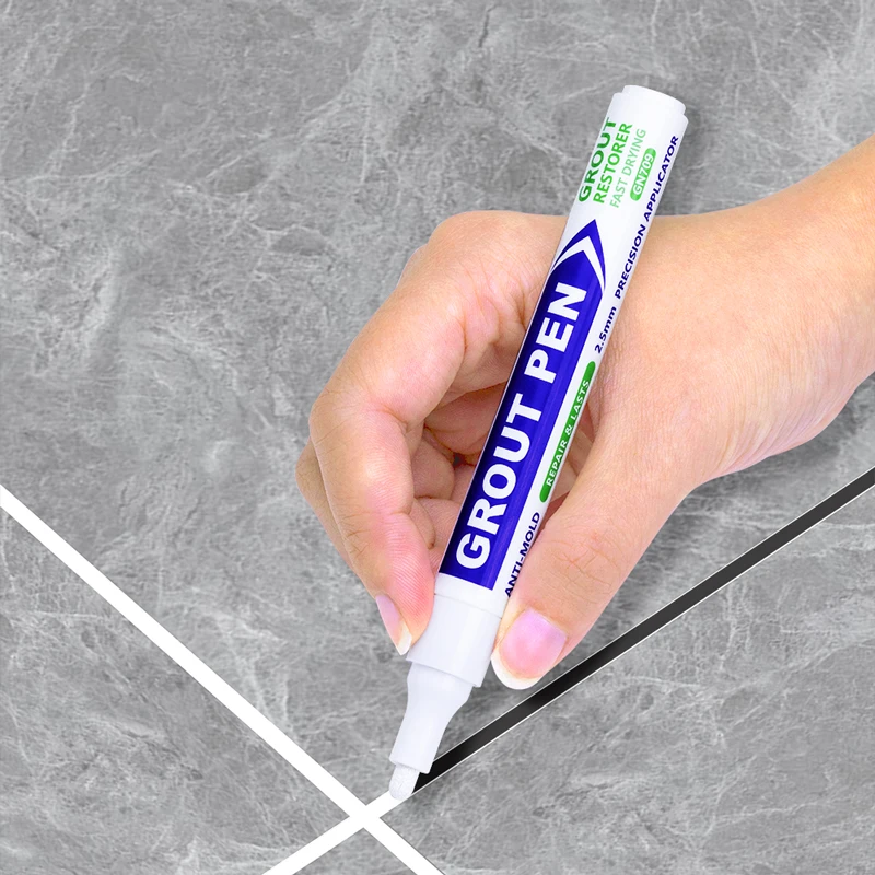 Grout Pen Tile Paint Marker Waterproof Tile Grout Colorant and Sealer Pen Wide 2mm Tip for Bathroom Wall Floor Decoration Repair