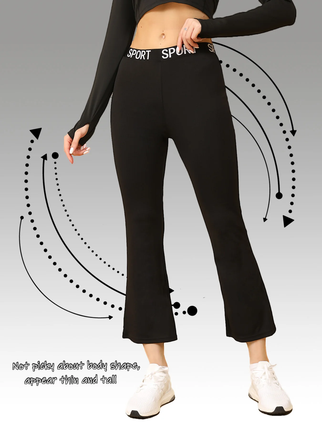 Pantalones de pierna ancha de cintura alta Pantalones acampanados de 9 pies para mujer Pantalones largos casuales versátiles drapeados adelgazantes