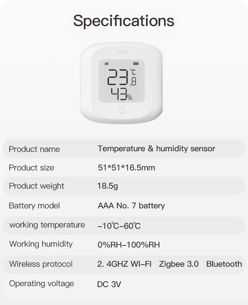 Tuya Zigbee Wifi Temperatuur Vochtigheidssensor Mini Lcd Digitaal Display Indoor Hygrometer Thermometer Smart Life Alexa Google Home
