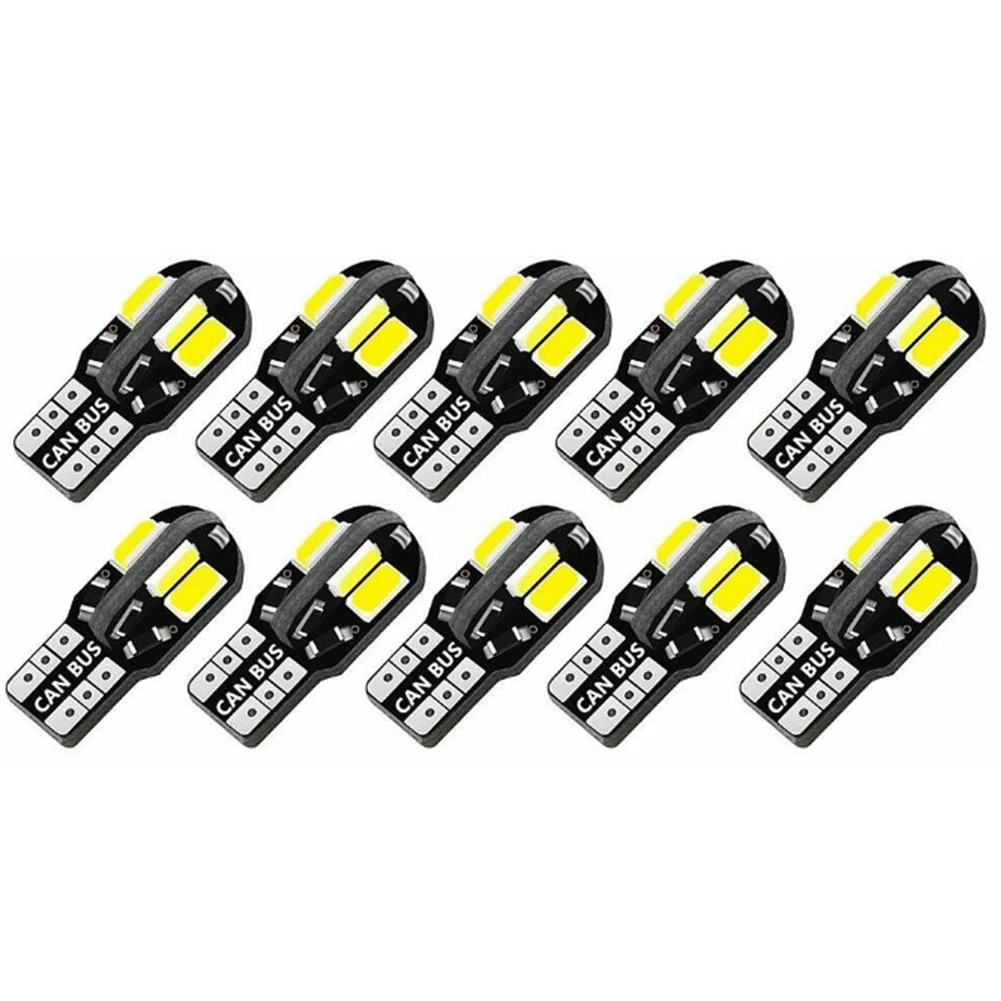 자동차 맵 돔 조명용 LED 전구, CANbus 오류 없음, 5730 8SMD, 6500K 백색 전구, 주차 조명, 자동 신호 램프, W5W T10, 20 개