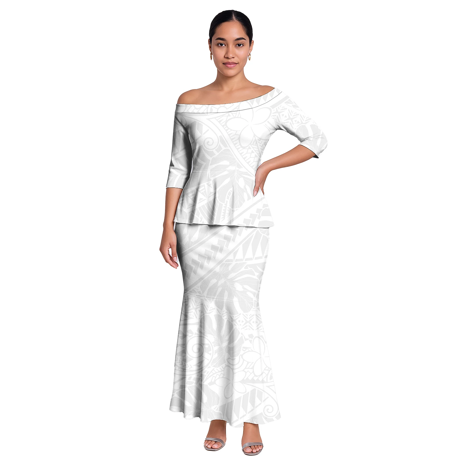 Luxury Design Samoan Puletasi Drop Shipping Polynesian Fijian Tapa Print Islander Style Dress Sets Minimum Order Quantity