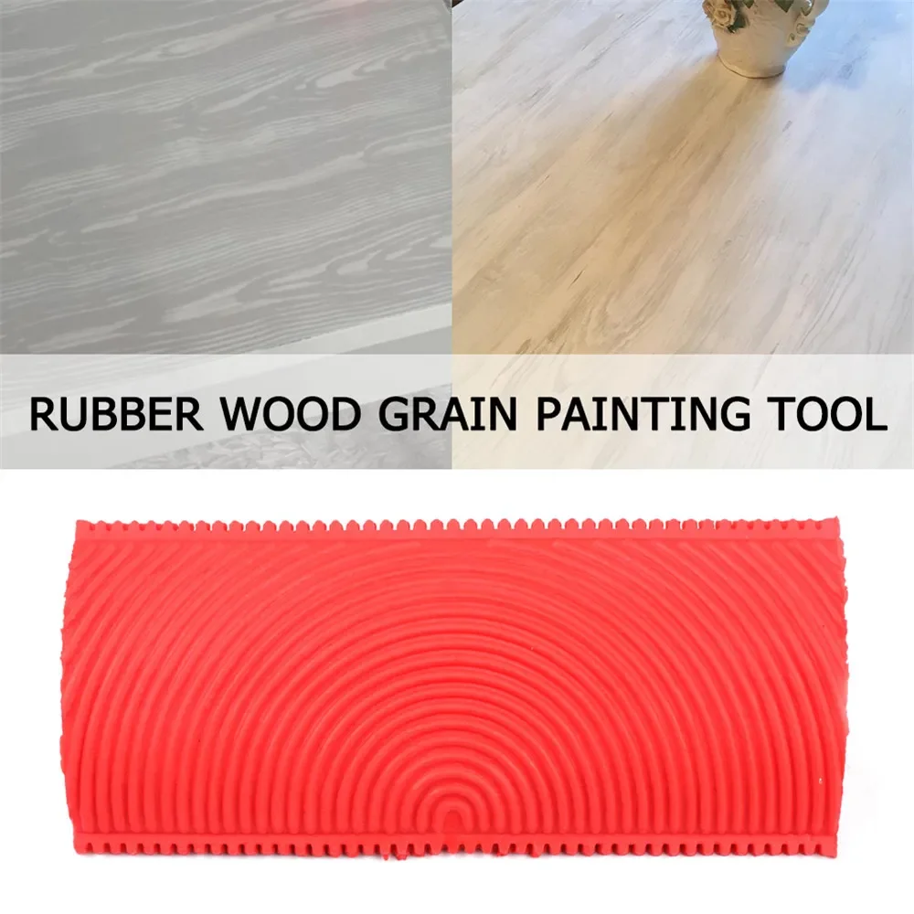 2pcs/set Red Rubber DIY Wood Grain Paint Roller Graining Painting Tool Wood Grain Pattern Wall Painting Roller Home Tool DA