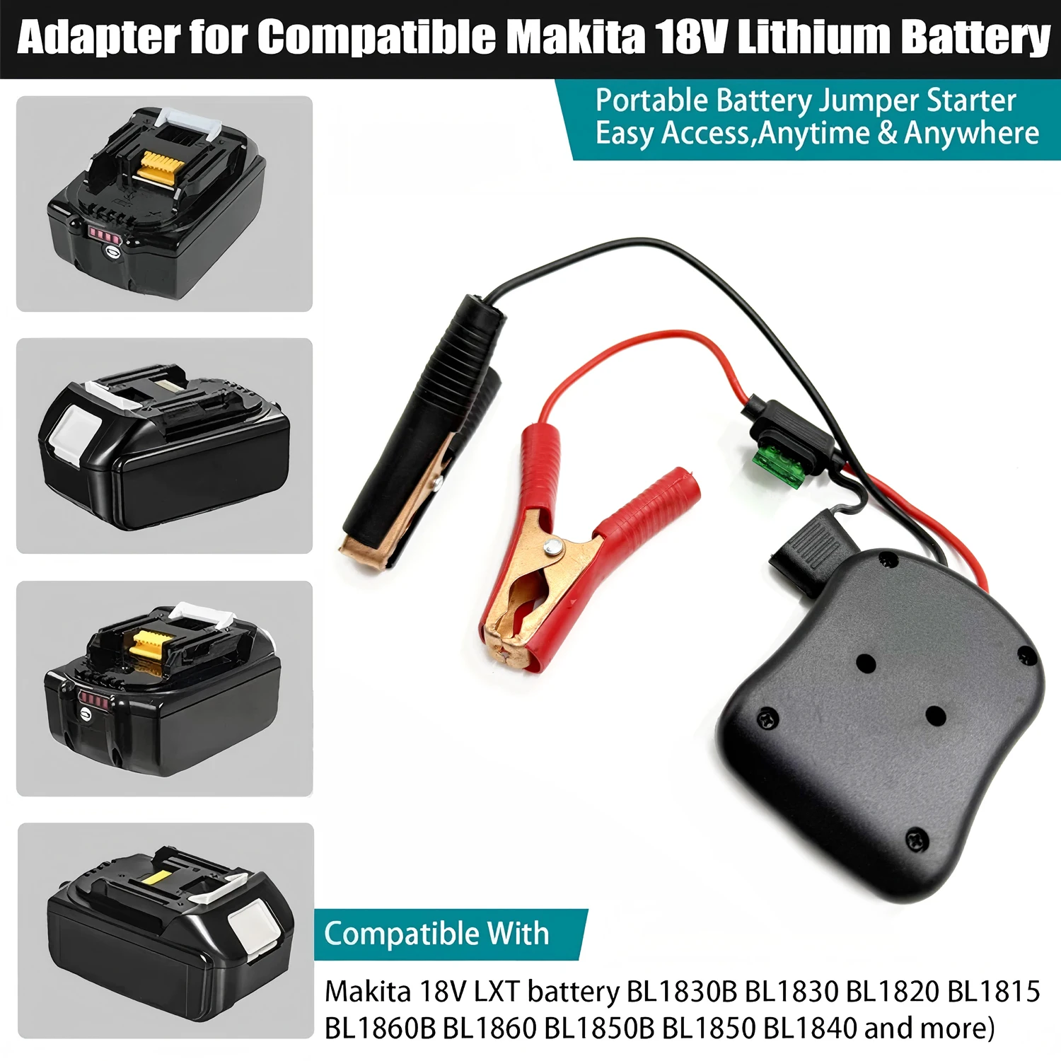 For Makita/Milwaukee/Dewalt 18V Battery Car Converter Charger Clip Auto Igniter Jump Starter Booster Cable Adapter Emergency image 5