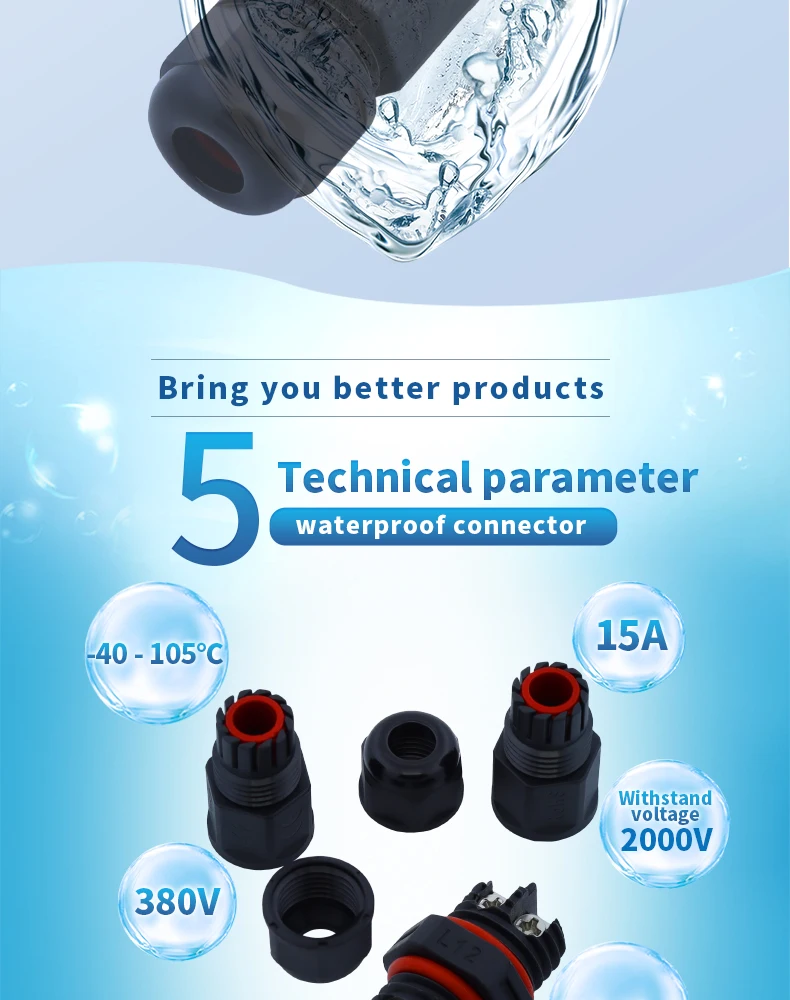 IP68 L12 L16 L20 L25 Waterproof Cable Connector 2/3/4Pin Screw Wiring Terminal Wire Connectors for Electrical Light Junction Box