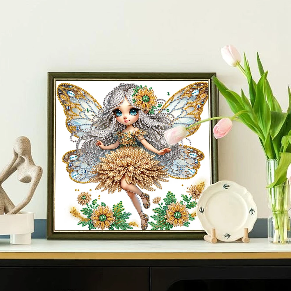 

4Pcs 5D DIY Partial Special Shape Drill Diamond Painting Elf Fairy Decor 30x30cm