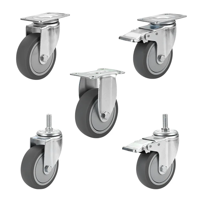 

PU Polyurethane tread Universal wheel casters with brake M12X25 Wearable impact-resistant ground protection furniture casters