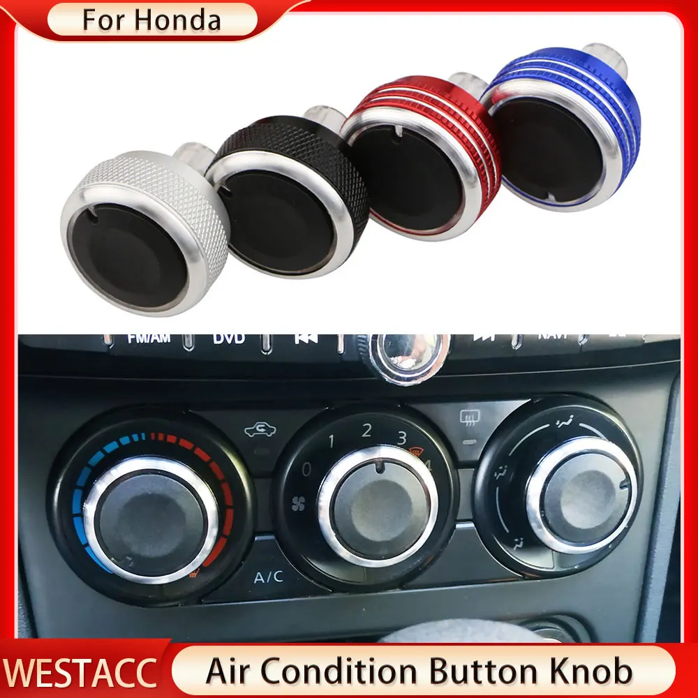 3Pcs Car AC Switch Button Knob for Honda City 2008 - 2014 Fit Crider Jazz 2003 2004 2005 2006 Air Conditioning Knob Accessories