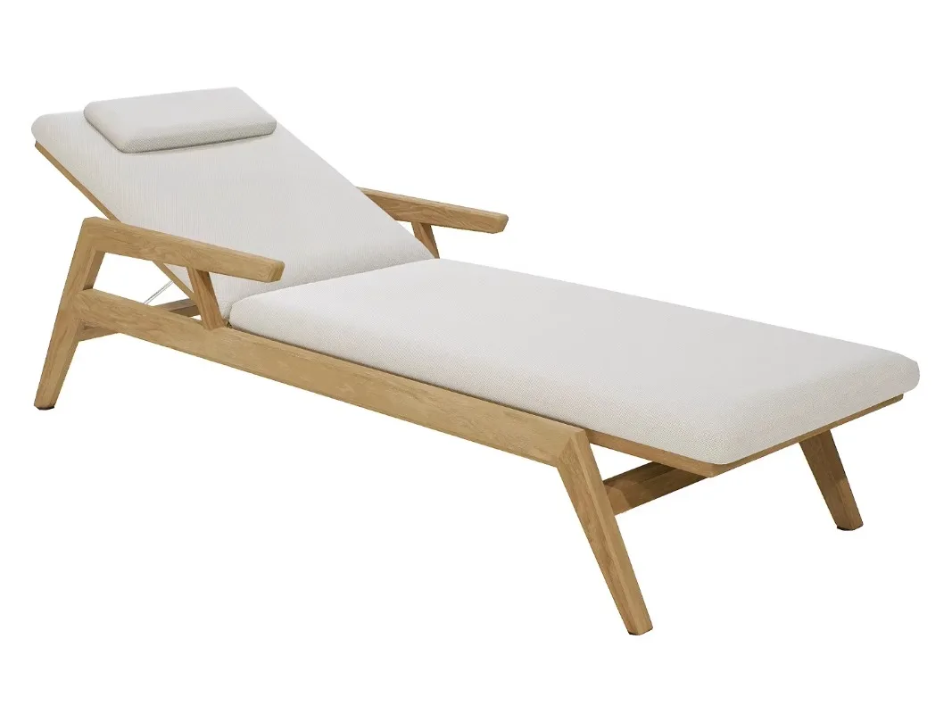 Wooden Single Sun Bed All Weather Teak Outdoor Furniture Solid Teak Wood Garden Lounger Sunbed Wood Sun Loungers