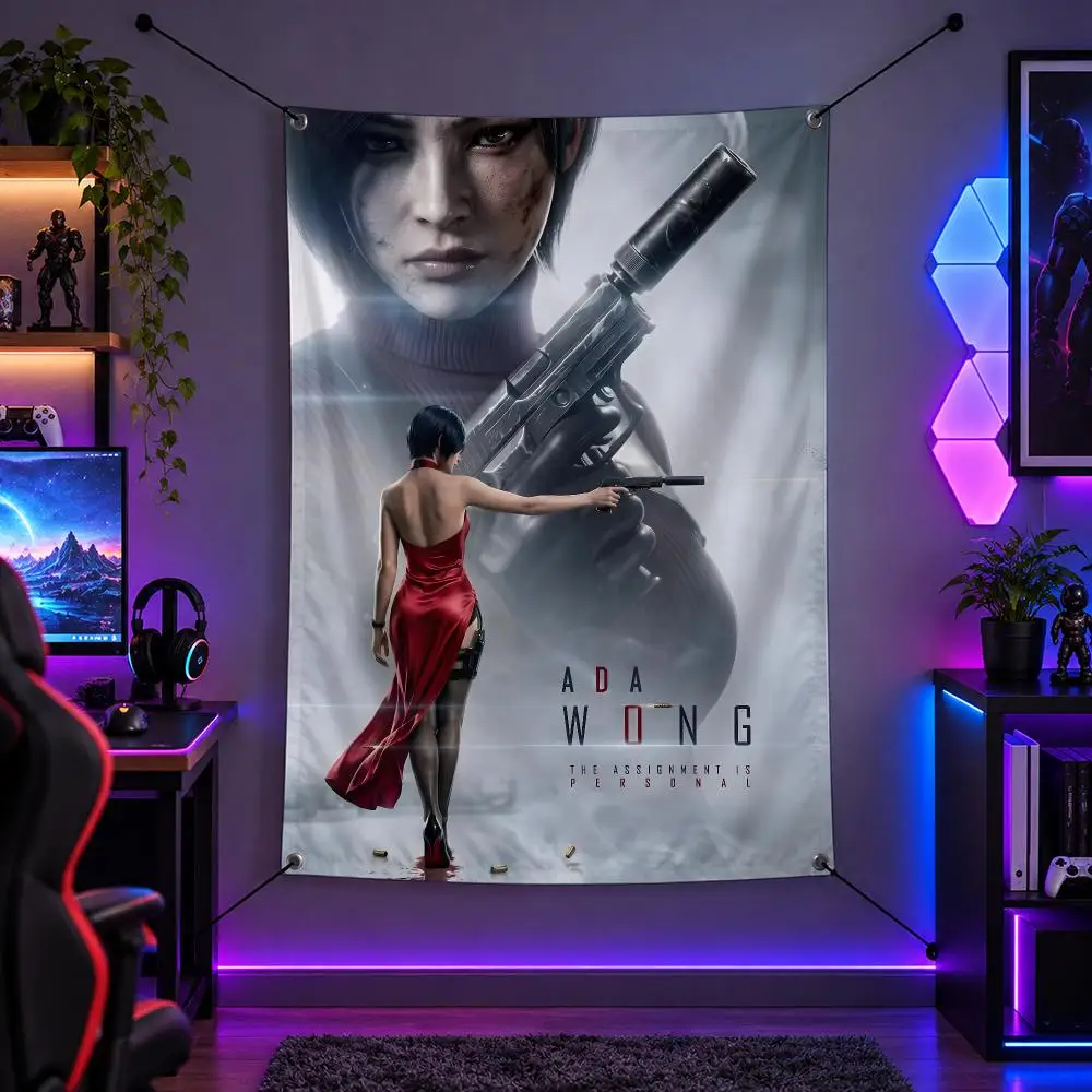 Game R-Resident Evil Requiem Flags Vertical Wall Hanging for Bedroom Dorm Living Room Party Camping Gift Decoration