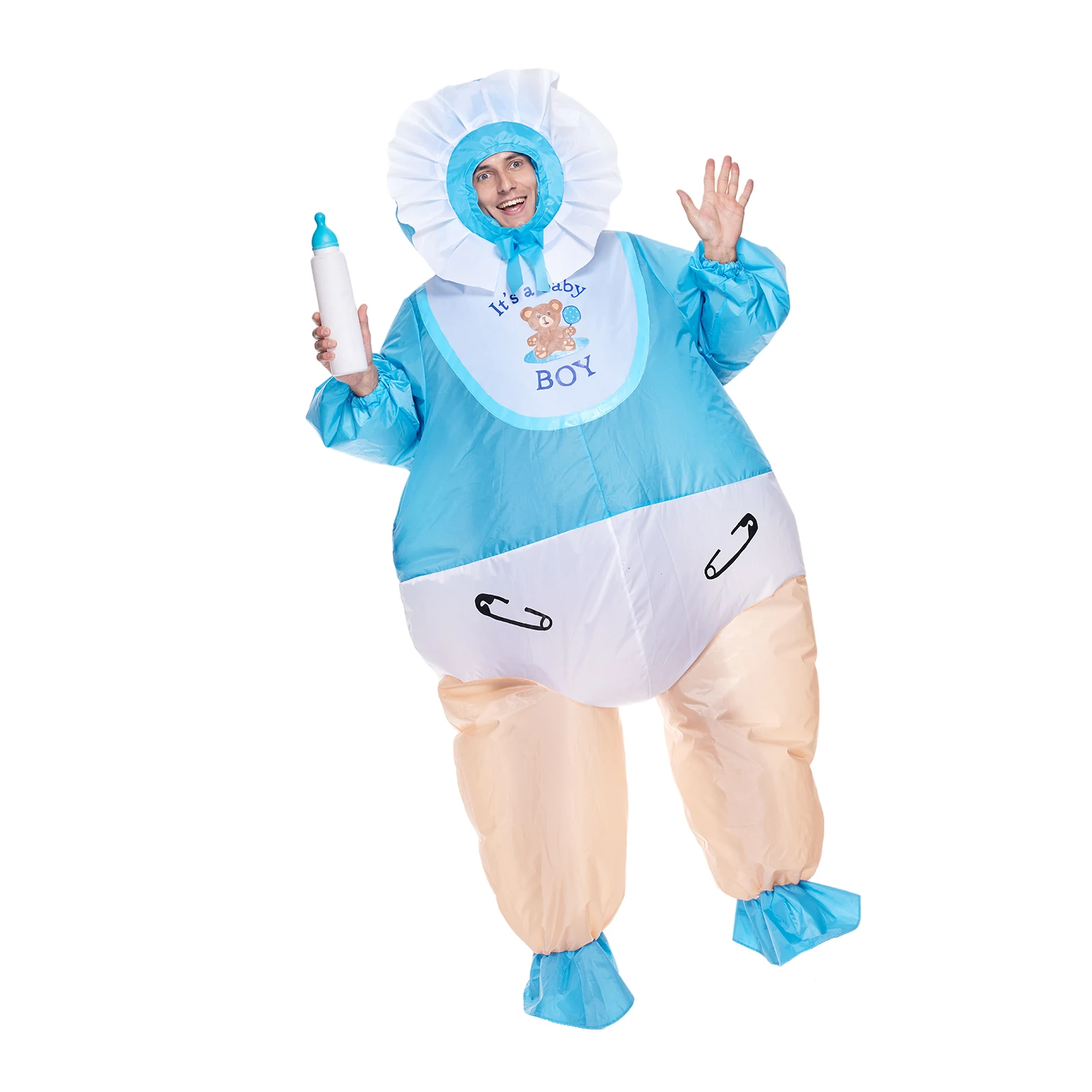 EraSpooky Men\'s Inflatable Baby Boy Costume Funny Blow Up Costumes for Baby Shower Gender Reveal Party Multicoloured Carnival