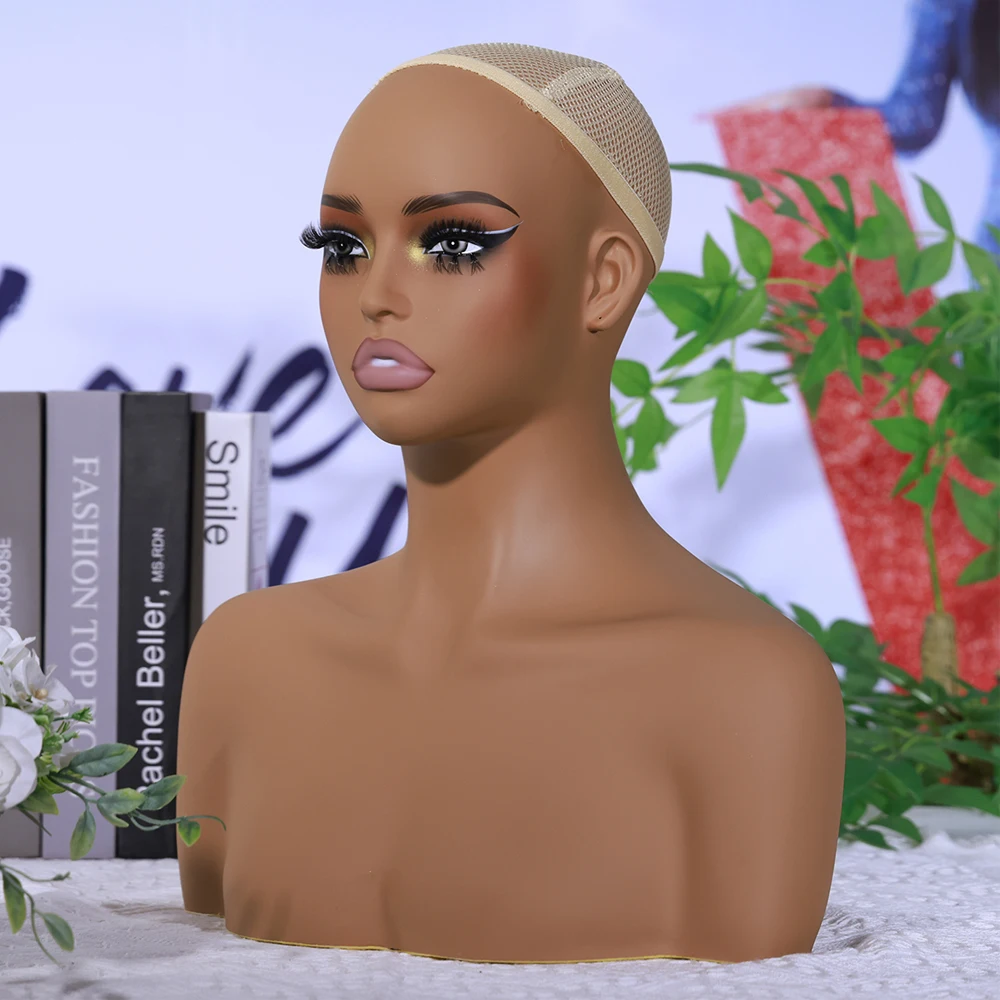 

Yajukai Makeup Mannequin Head For Wig Sunglasses Jewelry Display Female Wig Head Black Head Mannequin Realistic Mannequin Head