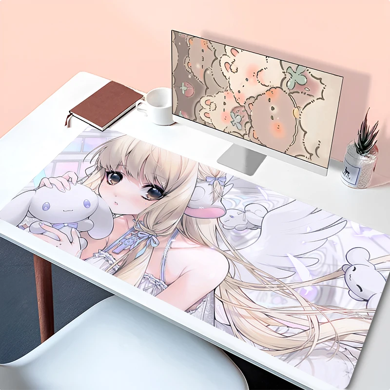 

Mouse Pad Laptop Kawaii Gaming Accessories Keyboard Rug Anime Angel Cute Girl Mousepad PC XXL Extended Desk Mat For Teens Gift