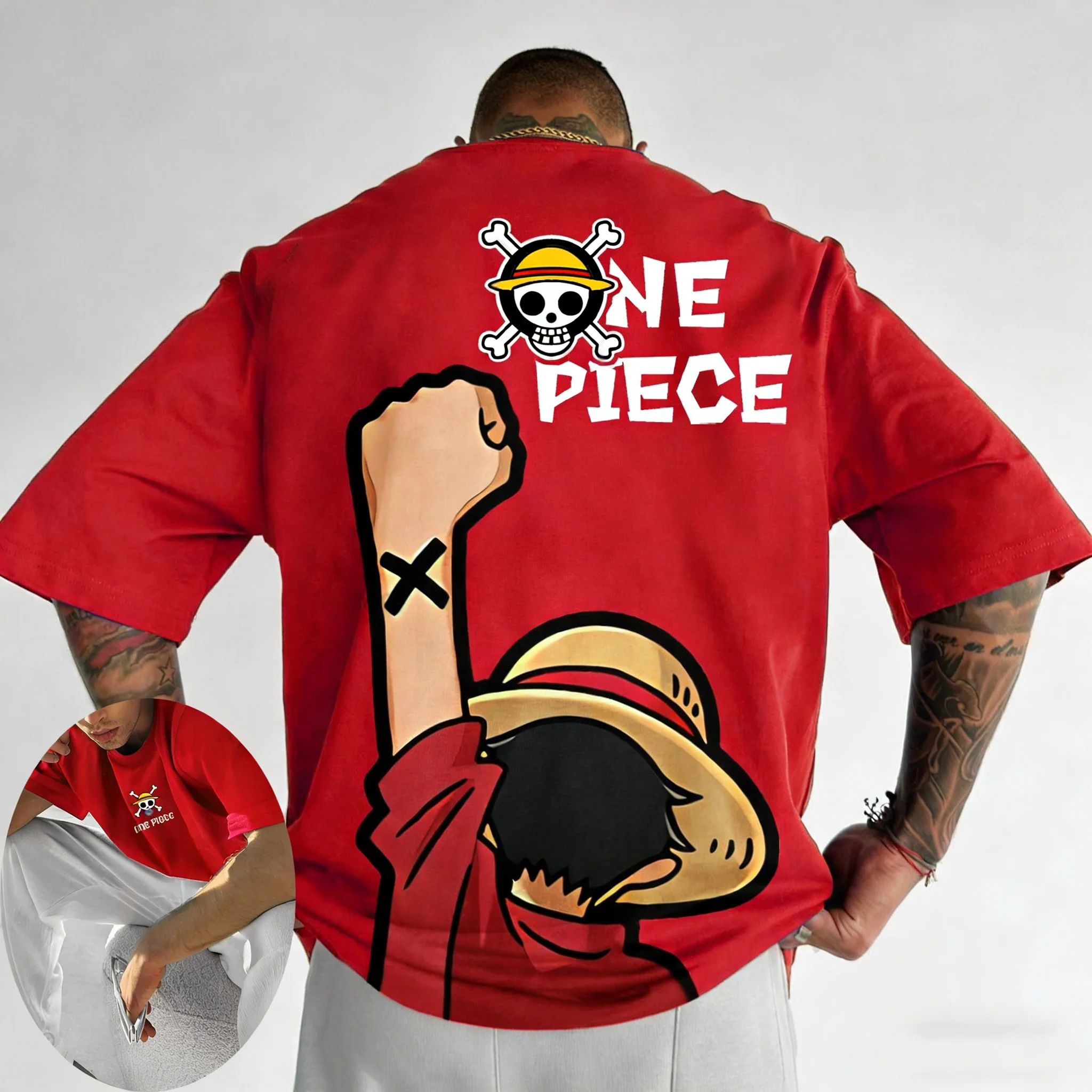 

"One Piece" Japanese Anime Men's Printed T-shirts Millennium Summer Leisure with Short Sleeves Leisure Boy Children's T-shirt