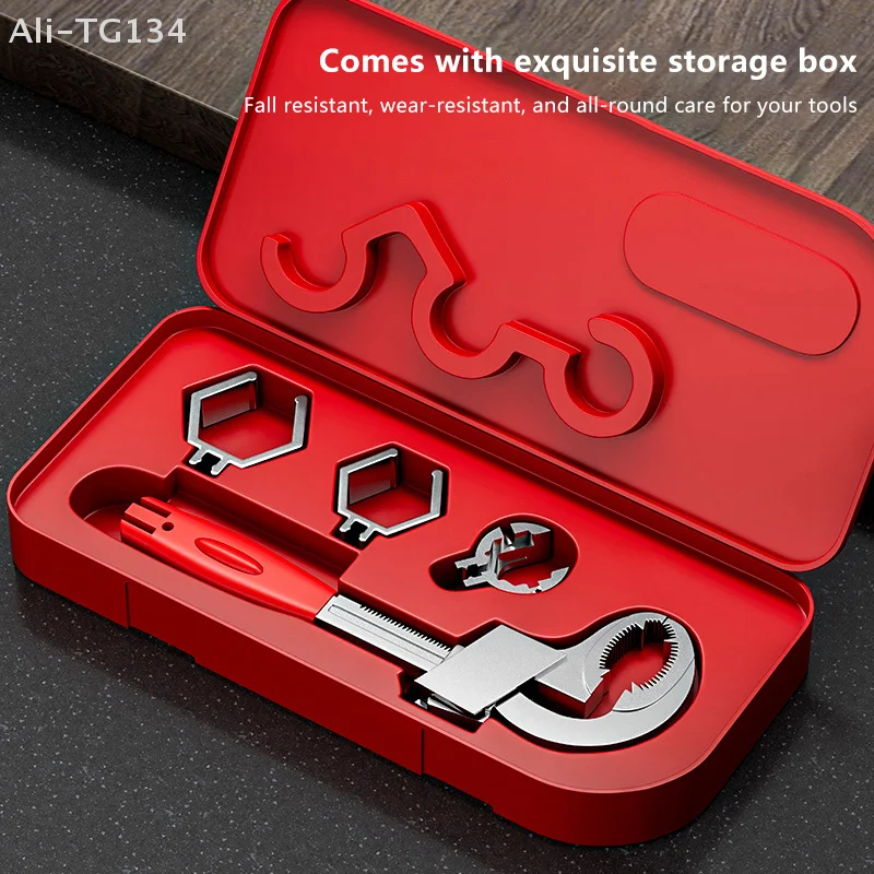 

Universal 4-in-1 Adjustable Double-Ended Multifunctional Faucet Wrench Self-Adjusting Bathroom Tool for Plumbing And Maintenance