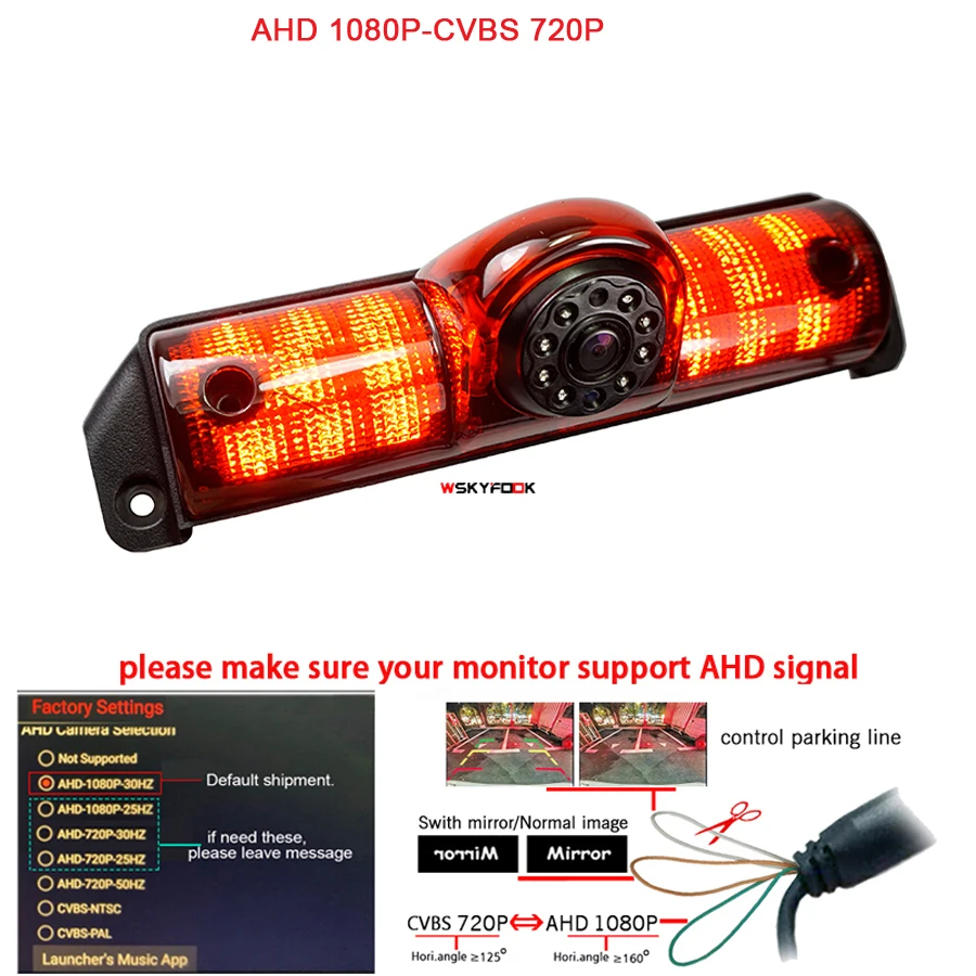 

1920*1080P AHD car Brake Light Rear camera For GMC Savana Chevy Express 2003-2016 Explorer 2003-2018 Vans reverse backup camera