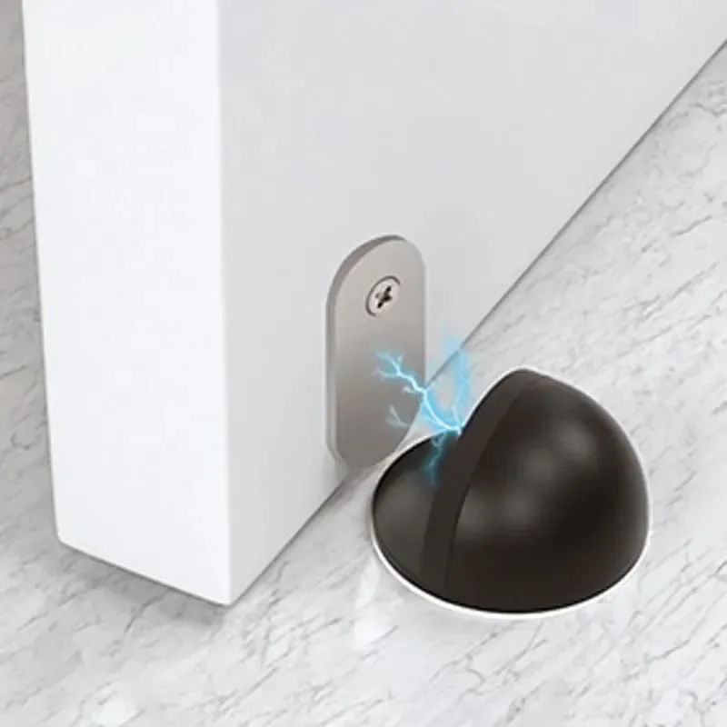 Stainless Steel Rubber Magnetic Door Stopper Non Punching Sticker Hidden Door Holders Floor Mounted Nail-free Door Stops