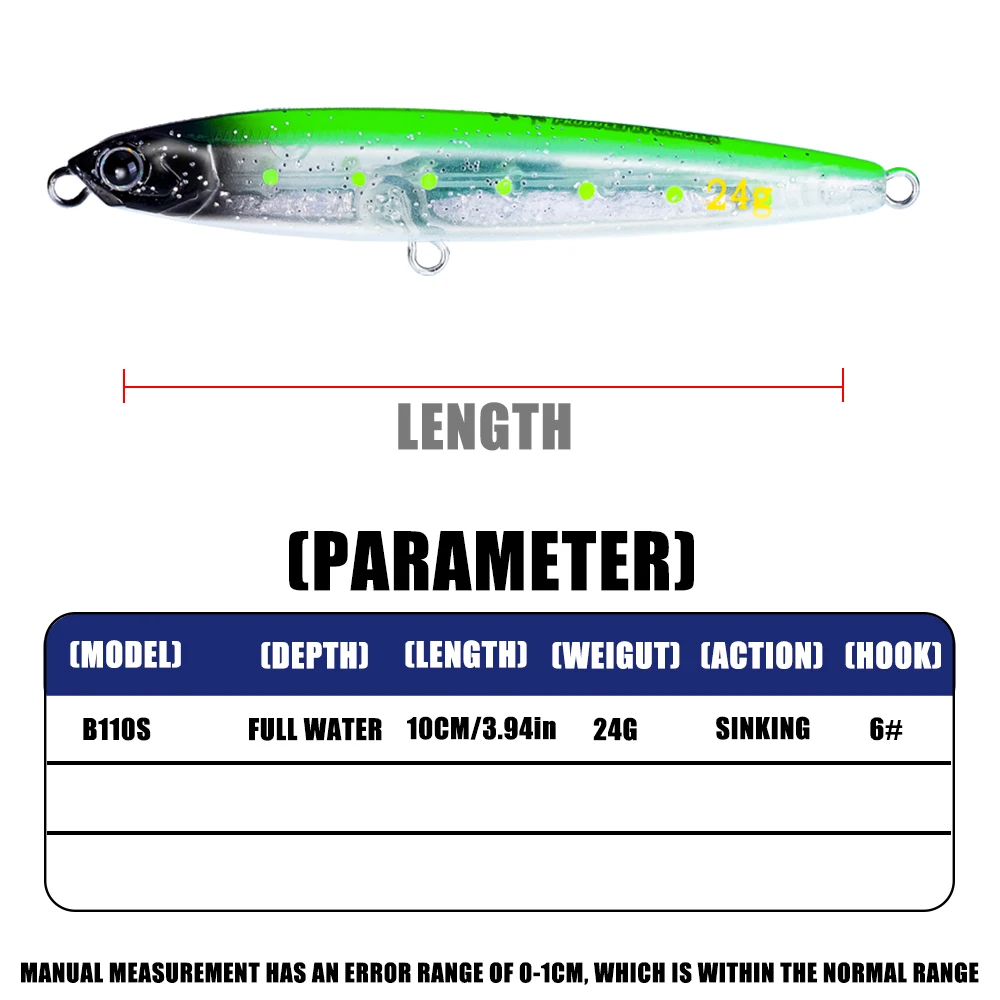 Angelköder Bleistiftform Sinkend 10cm 24g Bass-Angelzubehör Salzwasser-Köder Fischköder Trolling-Köder Angelzubehör – Detail 1