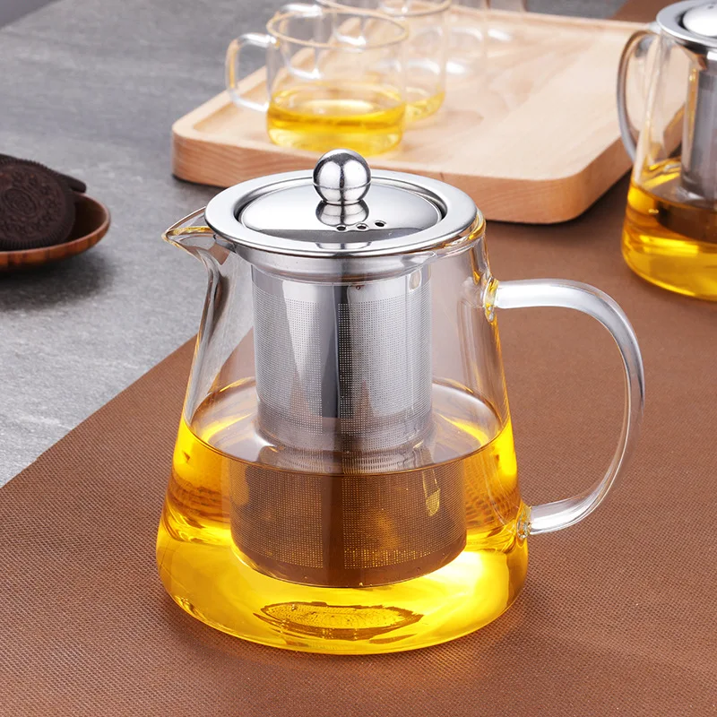Heat-Resistant Flower Teapot, Set, Kung Fu Teapot With Filter, Glass Brewing Black Tea Pot, Wholesale From Manufacturer