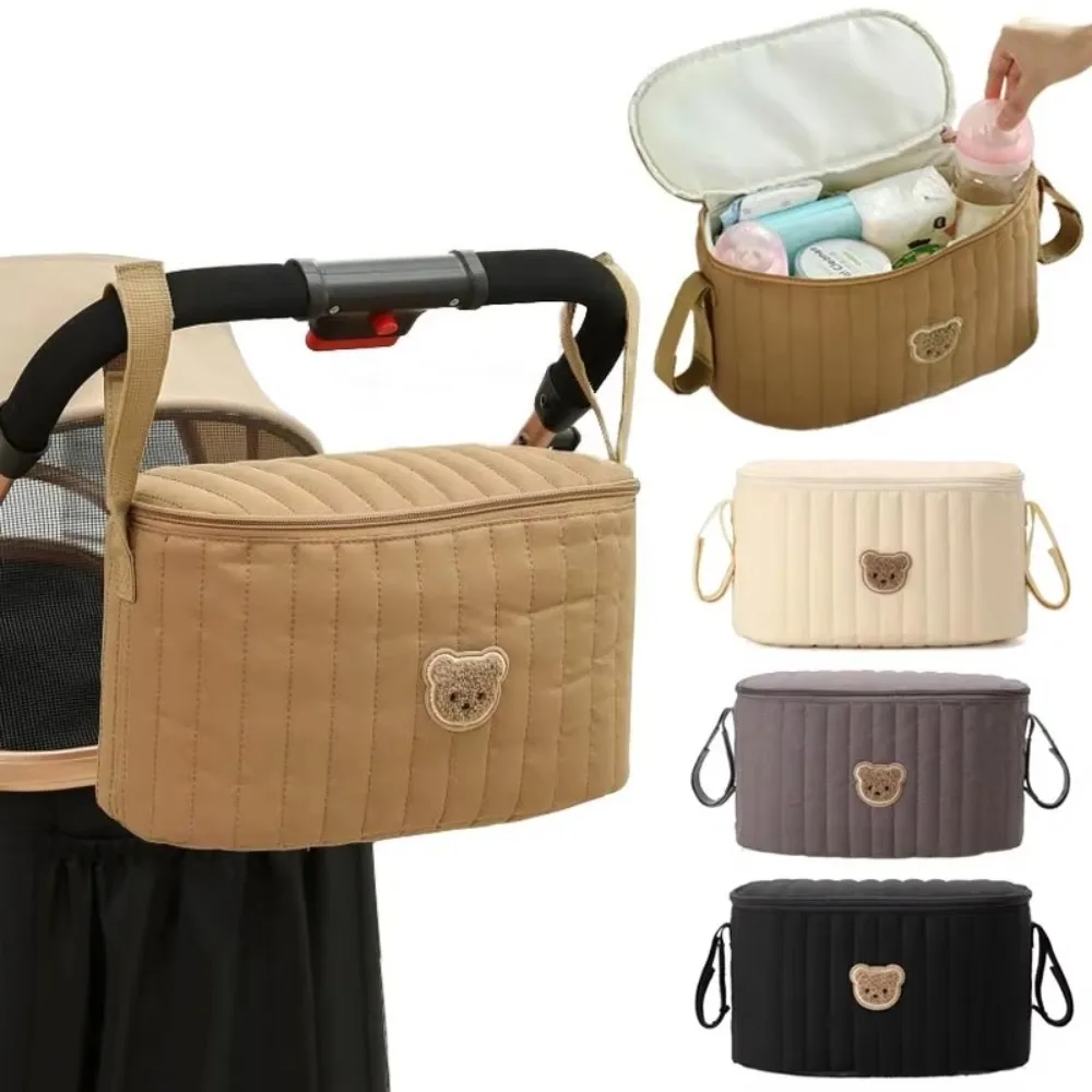 Korean Style Diaper Bag Multifunctional Storage Compartments Mommy Bag Organizer Pockets Cute Bear Design Diaper Organizer
