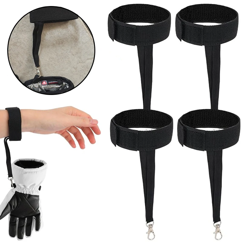قفازات التزلج المصنوعة من النايلون مع أشرطة معصم بزر معدني وحامل القفازات ومشبك حبال لرياضة الثلج في الشتاء وإكسسوارات التزلج للتعليق #3