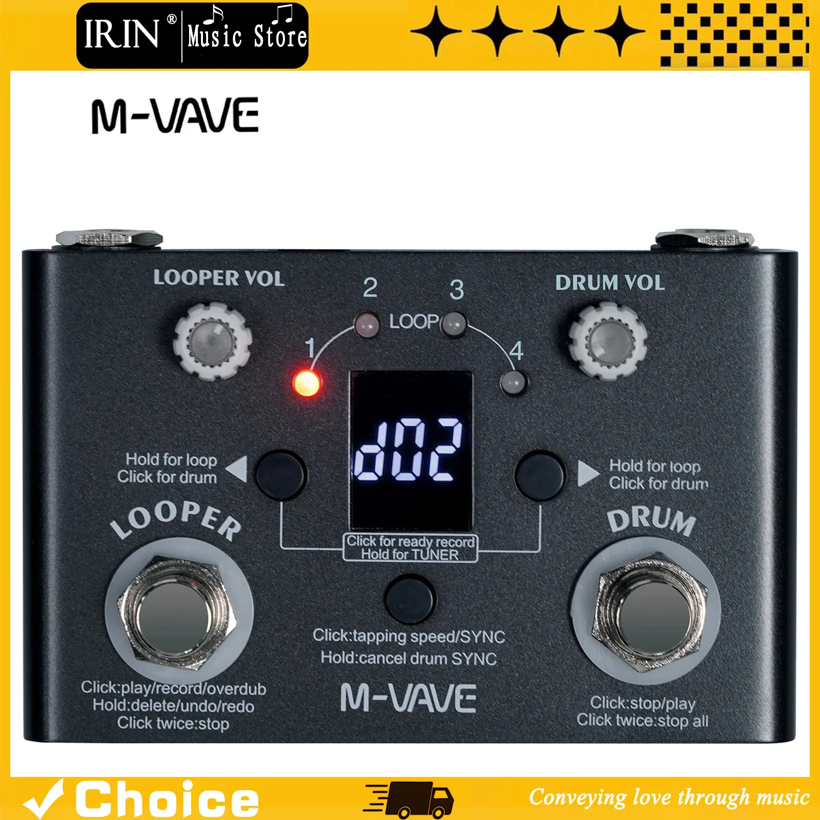

M-VAVE LOOPER Guitar Effect Pedal Recording Drum Machine Phrase Loop Monoblock Tuner Effect Pedal Electric Guitar Accessory