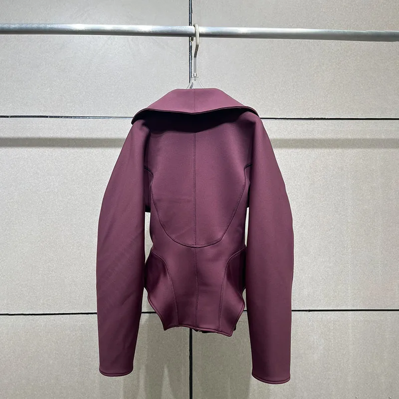 Chaquetas de manga larga con cuello de bloque de retazos para mujer, chaquetas a prueba de viento, adelgazamiento de cintura, prendas de vestir exteriores, primavera y verano, nuevo, y2k, 2024