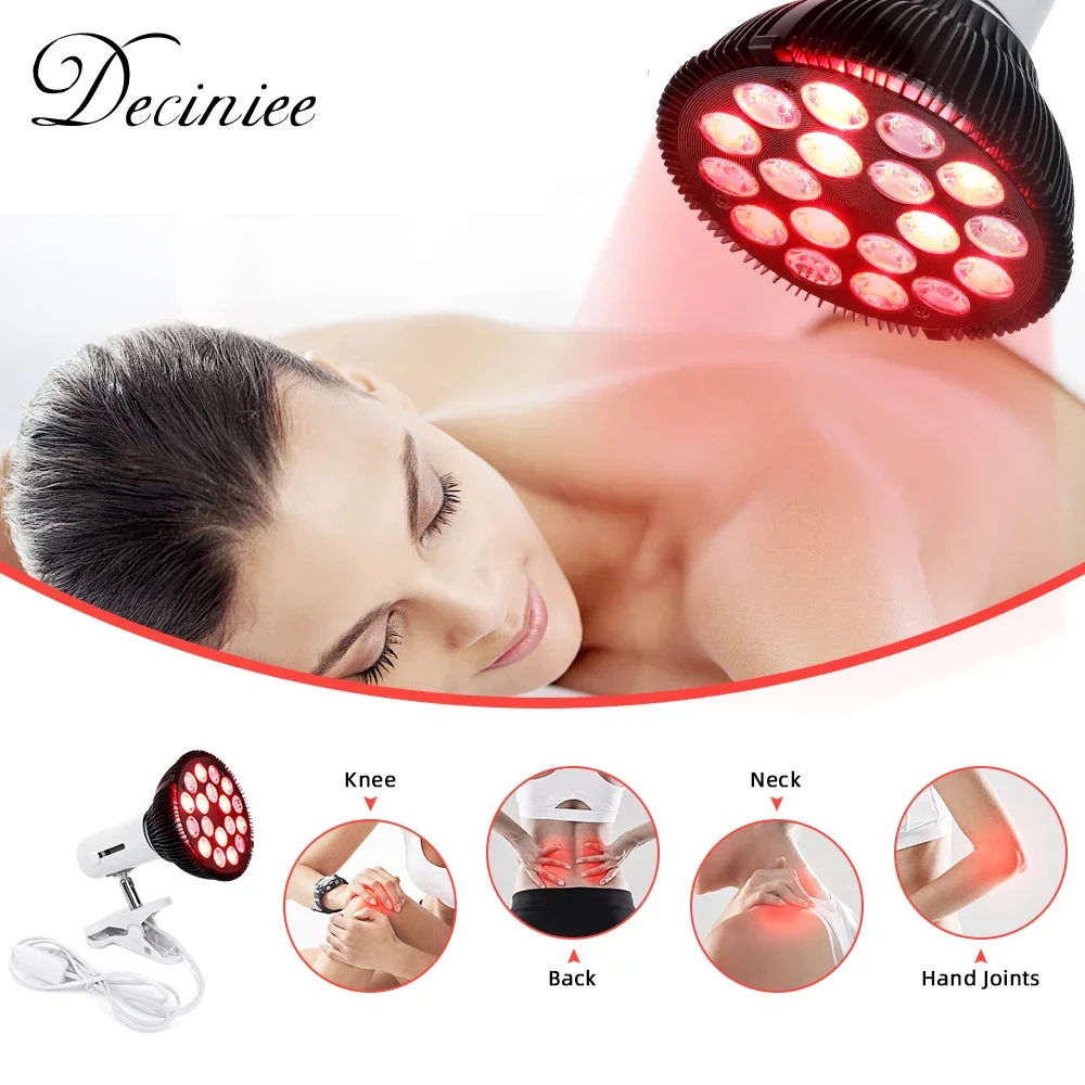 18 LED Lámpara de terapia de luz roja para la cara 54W Dispositivo de fisioterapia infrarroja con luz de belleza LED 660nm: 850nm para el cuidado de