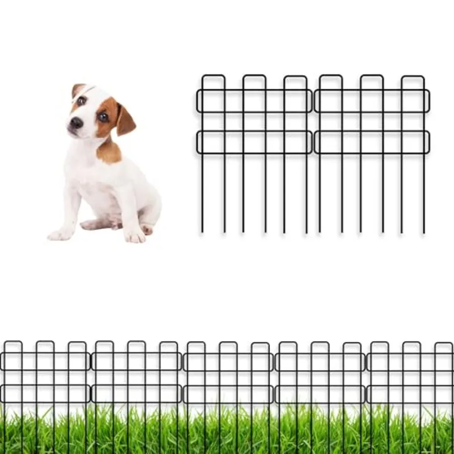 

Декоративный садовый забор-ограждение, 20 панелей, 12 дюймов (длина) x 16,5 дюймов (высота), нержавеющая черная металлическая проволочная сетка для защиты от животных