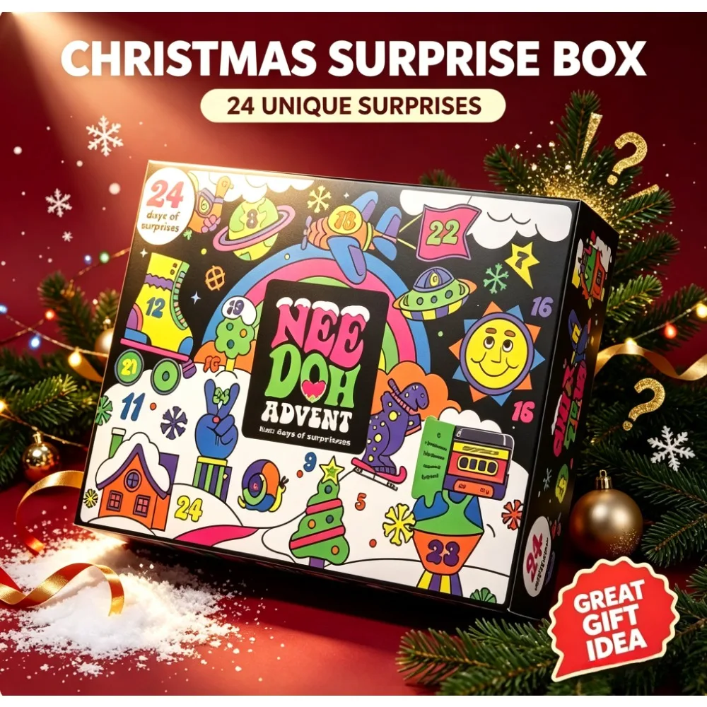 Nee Doh Holiday Countdown Advent Calendar 24 Unique Surprises Squishy Fidget Toy Slow Rebound Sensory Toy Christmas Surprise Box