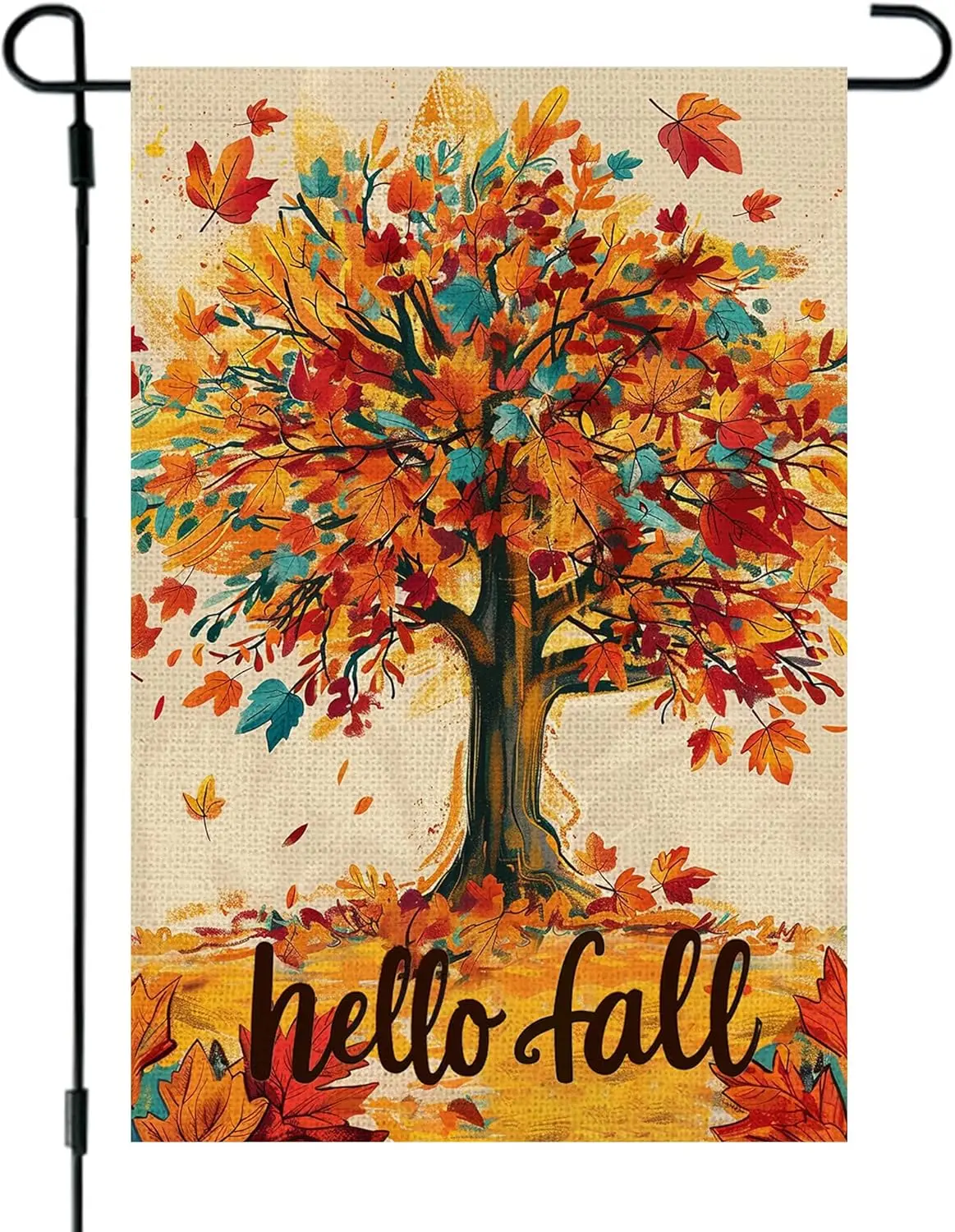 Hello Fall Garden Flags for Outside Small Burlap Garden Flags 12x18 Double Sided Outdoor Decorations for Yard and Garden