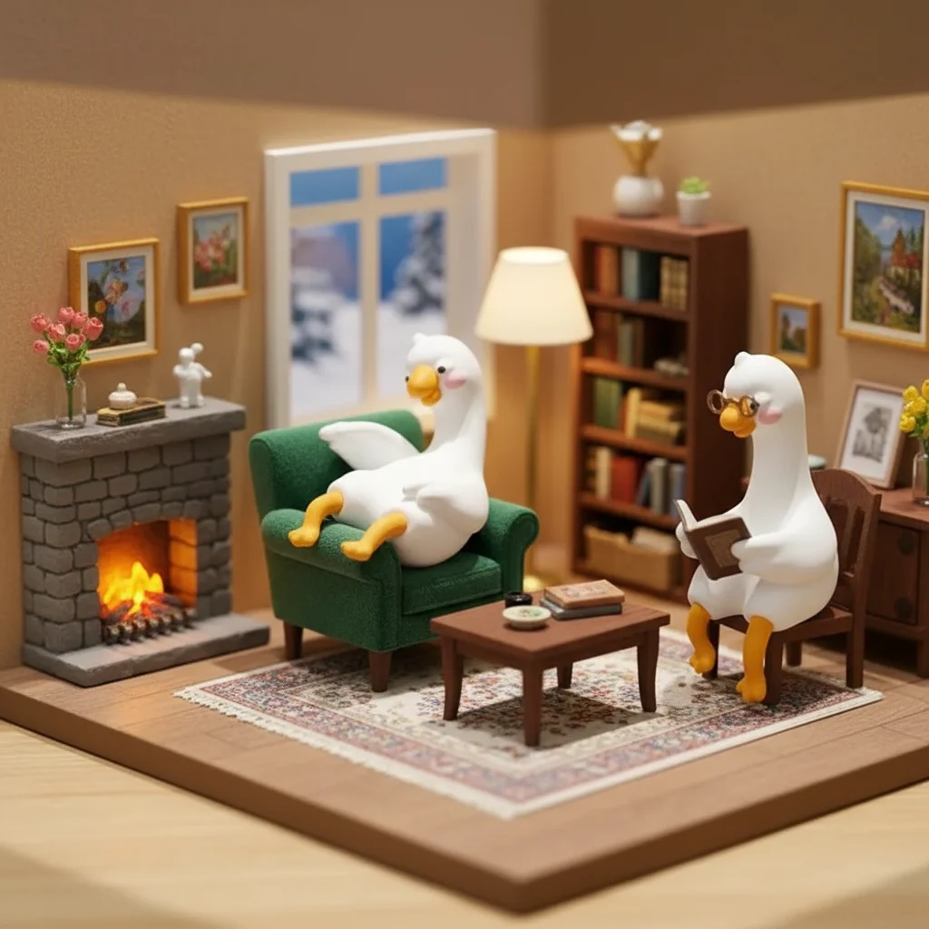 Cartoon Duck Figurine Mini Ornament for Car Dashboard TV Monitor Computer Screen Desk Decor Cute Animal Statue Office Home Decor