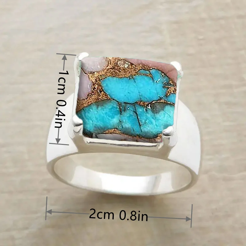 Boho Chic Blue Resin Ring - Unique Geometric Design, Perfect for Birthday/Anniversary Gift | Plated White Gold Anniversary Party