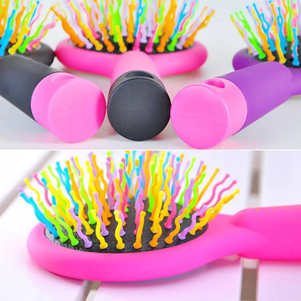 Rainbow Comb Volume Brush Candy Tone Magic Hairbrush with Mirror for Hair Beauty