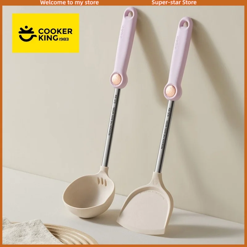 COOKER KING Silikonowa Łyżka do Zupy i Szpatułka Odporna na Ciepło Nieprzywierająca Szpatułka do Steków Przybory Kuchenne Zestaw Narzędzi do Gotowania