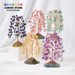 1PC Natural Crystal Amethyst Rose Quartz Willow Tree Crystal Agate Plate Base Hand Woven Copper Wire Household Supplies