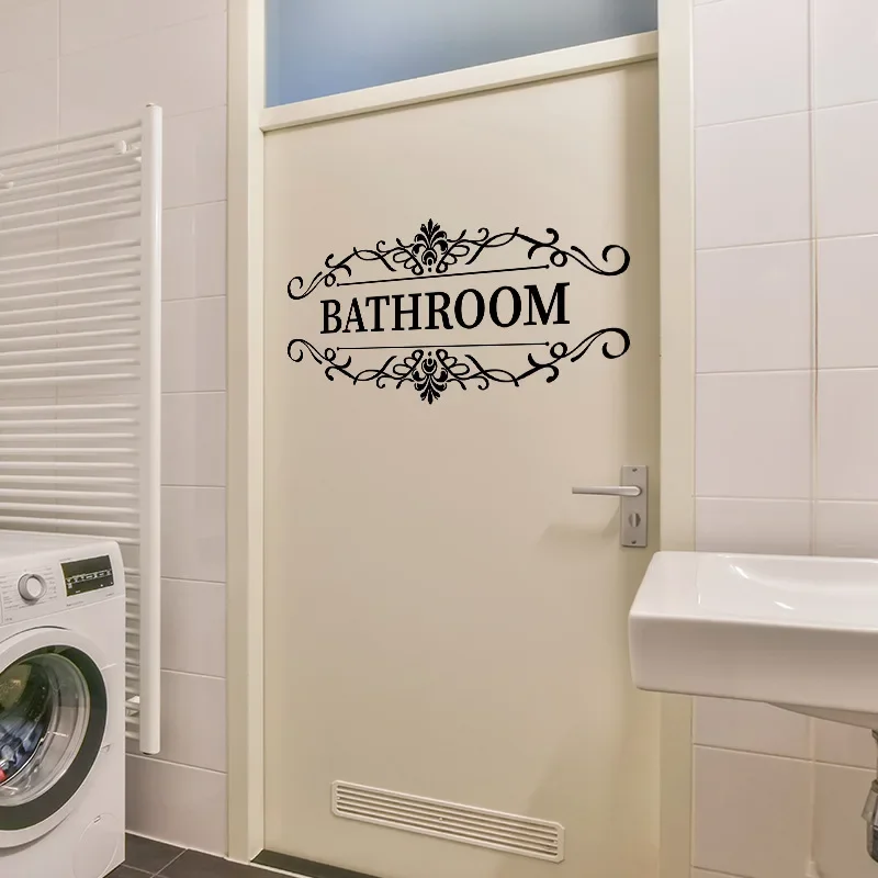 Bathroom logo sticker doors and windows, bathroom self-adhesive PVC wall sticker, bathroom beautification sticker